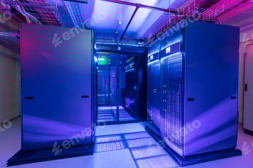 Preview: Server room data center with row of server racks