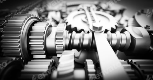 Preview: Gears and cogs mechanism. Industrial machine, engine