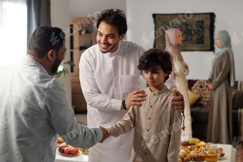 Preview: Male Relatives Greeting Each Other On Islamic Holiday