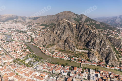 Preview: Old Ottoman houses view by the Yesilirmak River in Amasya City