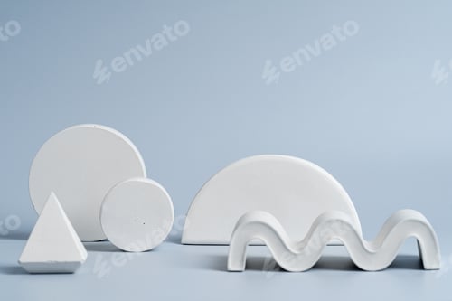 Preview: White concrete podiums presentation marketing product
