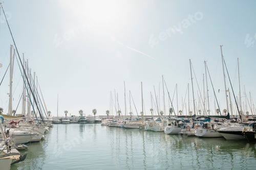 Preview: Sailboats moored at dock, Sitges, Catalonia, Spain
