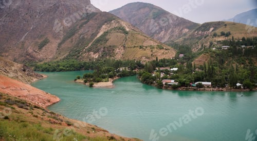 Preview: Mountain-Encircled Lake in Uzbekistan Valley