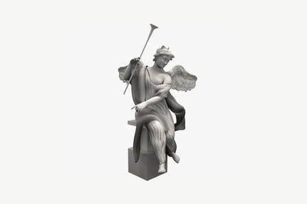 Preview: Seated angel sculpture with trombone