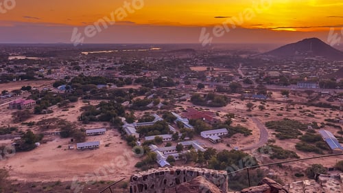 Preview: Kenya East Africa Landscape City Loima Hills Mountains Lodwar Town Turkana County Panoramic Travel