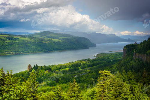 Preview: View Of Crown Point And The Columbia River, Columbia River Gorge, Oregon.