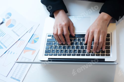 Preview: Business working in office concept. Typing hands.