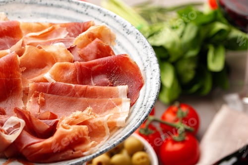 Preview: Delicious meat slicing on plate close up