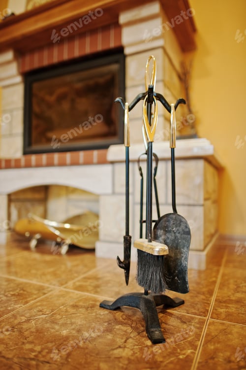 Preview: Fireplace accessories tools background fireplace