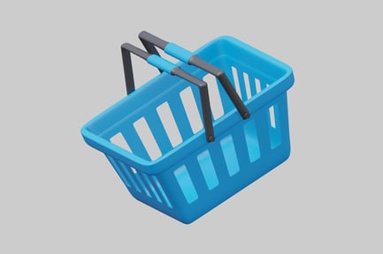 Preview: Blue plastic shopping basket with two handles
