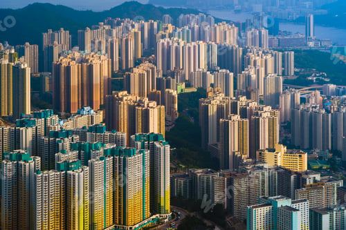 Preview: Hong Kong Downtown, China. Financial district in city in Asia. Skyscraper buildings