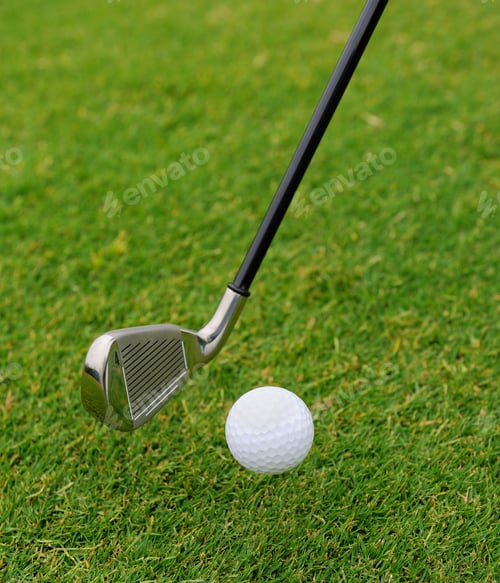 Preview: Golf Tee Ball Club Driver In Green Grass Course