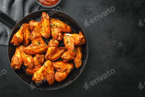 Preview: Chicken wings grilled in sauce on pan