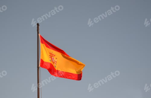 Preview: Spain flag with a blue sky