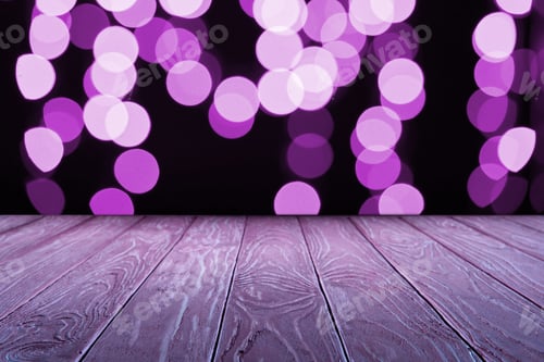 Preview: empty wooden surface and beautiful purple bokeh background