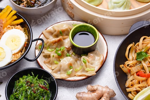 Preview: Asian food. Chinese, Japanese and Thai cuisine
