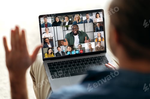 Preview: video call online conference multiracial people laptop