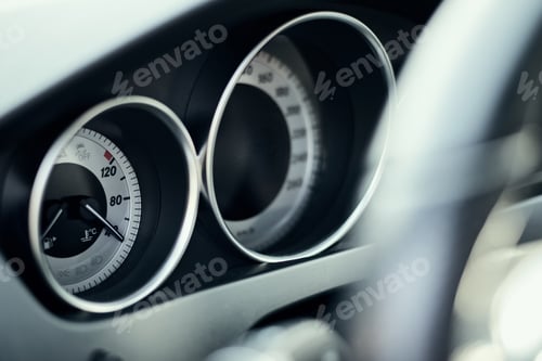 Preview: Modern car dashboard front view close up