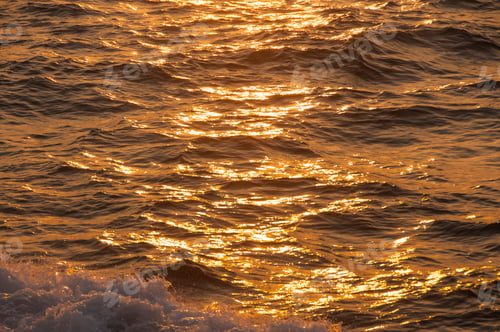 Preview: Sunset Water Texture, Ocean wave close-up sunset, Water abstract background.