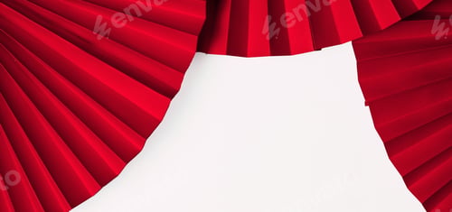 Preview: Chinese New Year .Decor pattern fan on red background. Red paper fans .Lunar New Year banner templa