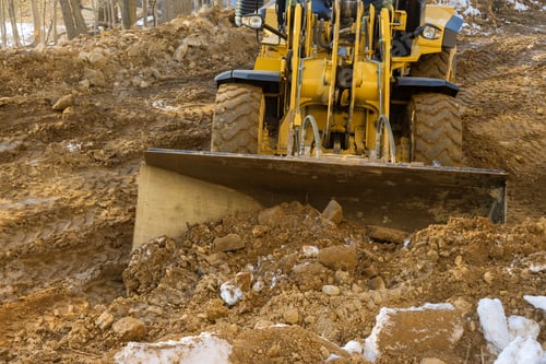 Preview: Heavy excavator excavating soil working during road works, moving soil during construction of the n