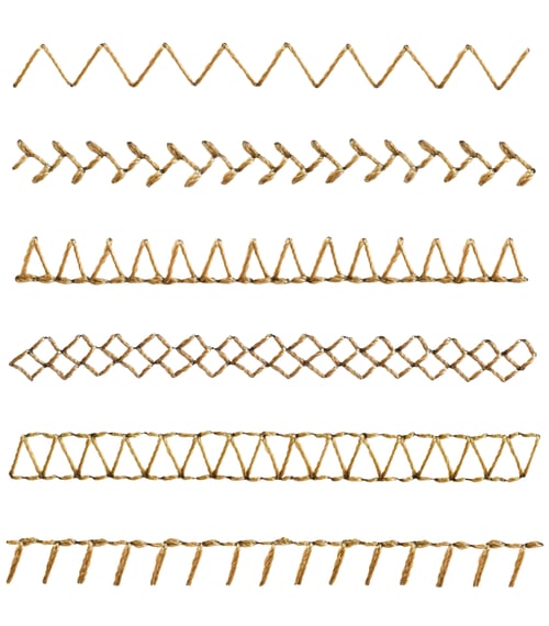 Preview: A set of variety of sewing thread stitches isolated cutout