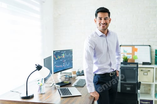 Preview: Attractive Male Finance Professional Working At Home