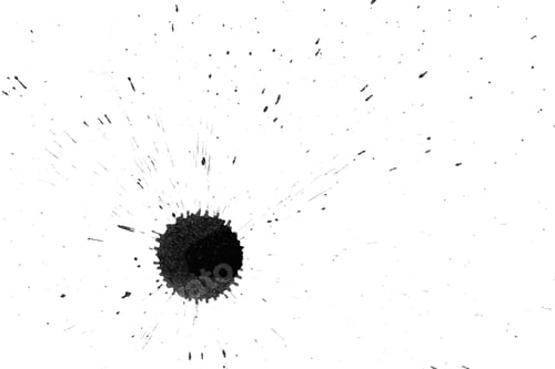 Preview: Splashes Black Ink On White Watercolor Paper. Monochrome Image