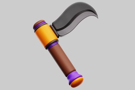 Preview: Tool with curved blade and multi-colored handle