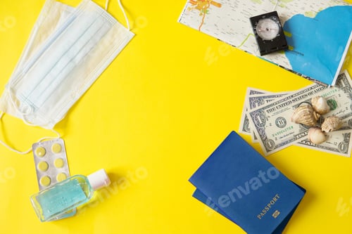 Visualização: Conceito de viagem. Pare de viajar para lugares perigosos para prevenir o coronavírus.