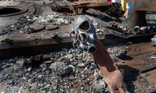 Preview: Exhibition of destroyed burnt Russian military equipment on Khreschatyk.