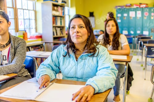 Preview: Adults Sitting at Desks in a Classroom Setting