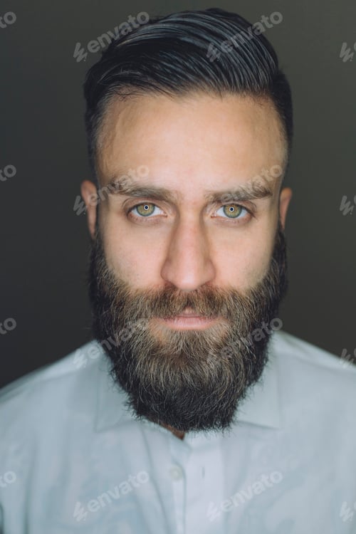 Preview: Portrait of young man with beard, close-up