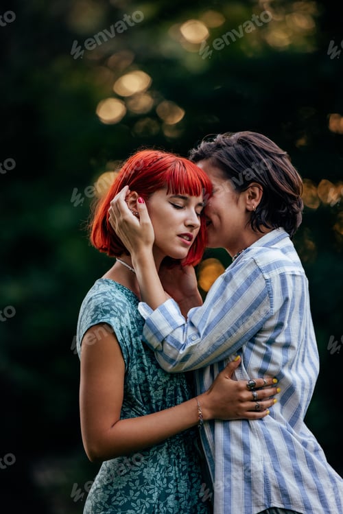Preview: Beautiful female lovers holding each other, sharing feelings and love.