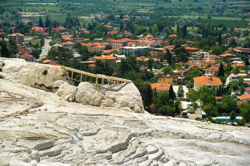 Preview: Natural carbonate formations on a mountain in Pamukkale, Turkey