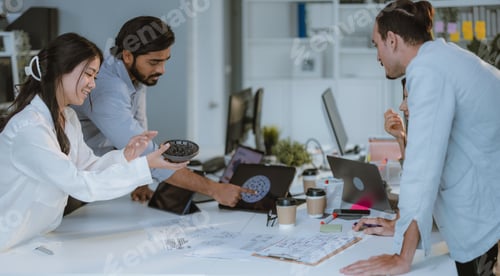 Preview: Startup team collaborates on color selection for user centric product design, optimizing experience