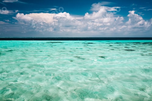 Preview: Clear ocean water and a cloudy blue sky