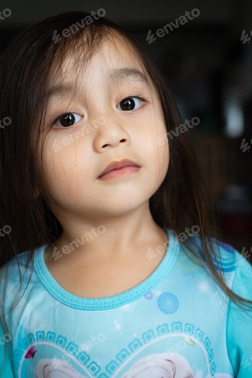 Preview: portrait of a cute young toddler girl. resting face