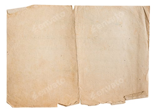 Preview: blank spread of antique brown paper isolated