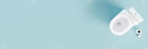 Preview: Toilet, WC on blue background with copy space. Hygiene, defecation, problems with digestion