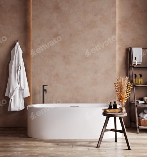 Preview: Bathroom in trend Mocha Mousse color Pantone 2025 year