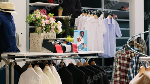 Preview: Empty clothing store with merchandise