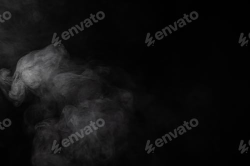 Preview: White clouds of smoke with copy space on black background
