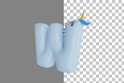Preview: Letter W Unicorn 3D Icon