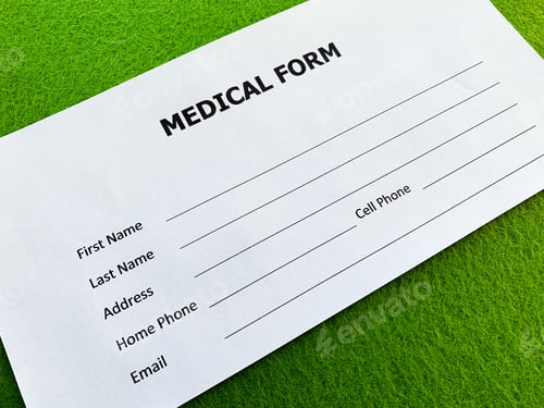 Preview: Medical form with patient data on doctor's desk