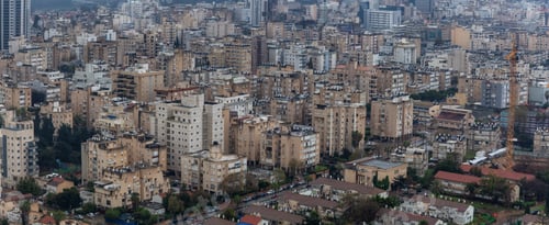 Preview: Aerial view of a residential neighborhood in a city. Netanya, Israel
