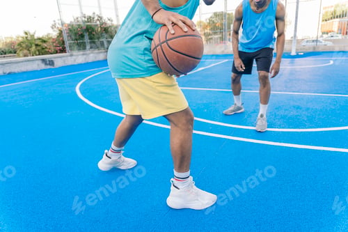 Preview: Sporty Friends Playing Basketball