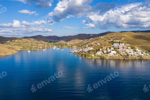 Preview: Kea Tzia island, Cyclades, Greece. Aerial drone photo of the bay