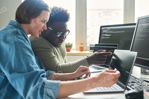 Preview: Programmers working with new software in team