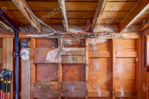Preview: Dry rot bathroom wall
